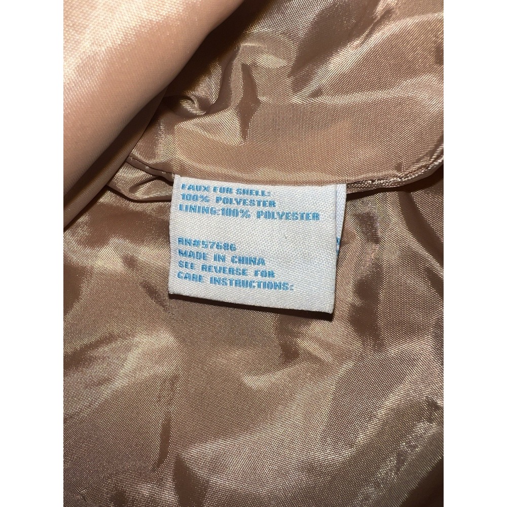 C&C California Fuzzy Tan Teddy Faux Fur Sherpa Mid Length Winter Jacket Size Med - Picture 4 of 5